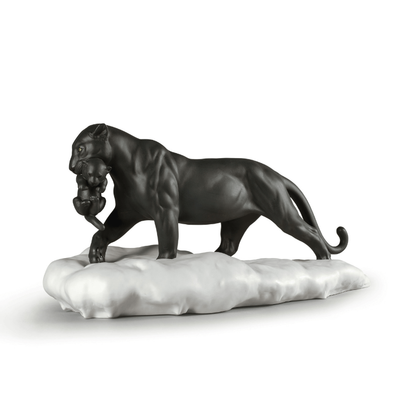 Lladro Inspiration Default Black panther with cub