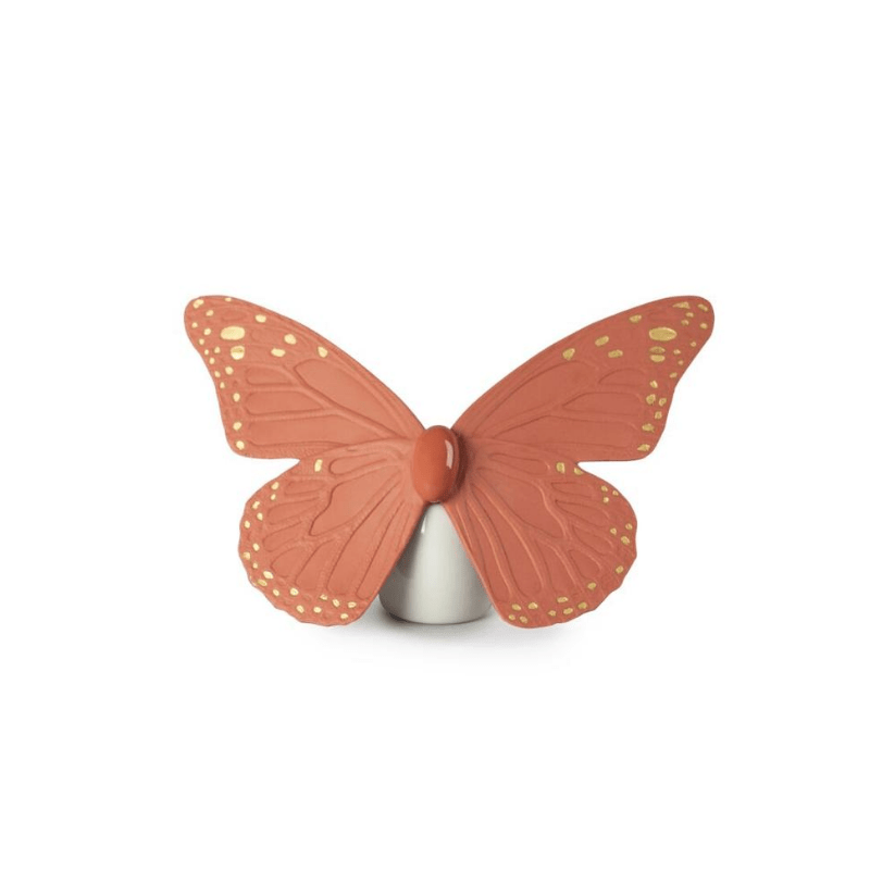 Lladro Inspiration Default Butterfly Figurine. Golden Lustre and Coral