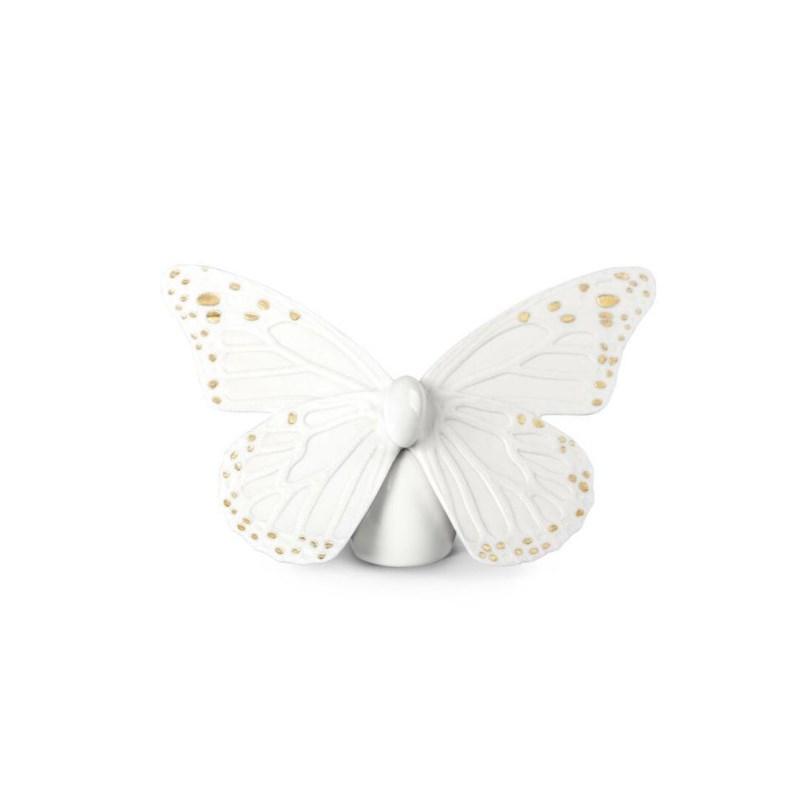 Lladro Inspiration Default Butterfly Figurine. Golden Lustre and White