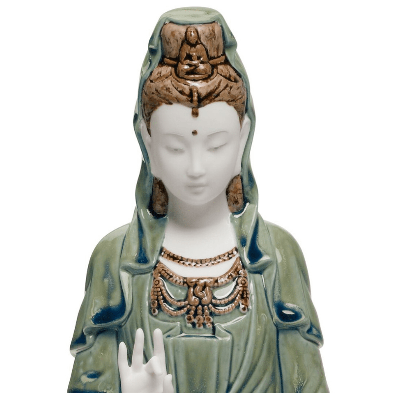 Lladro Inspiration Default Kwan Yin Figurine. Green