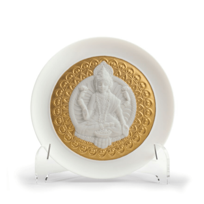 Lladro Inspiration Goddess Lakshmi Decorative Plate. Golden Lustre