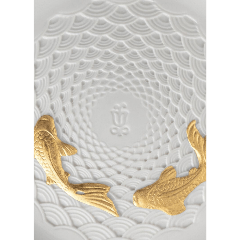 Lladro Inspiration Koi Plate. Golden Lustre