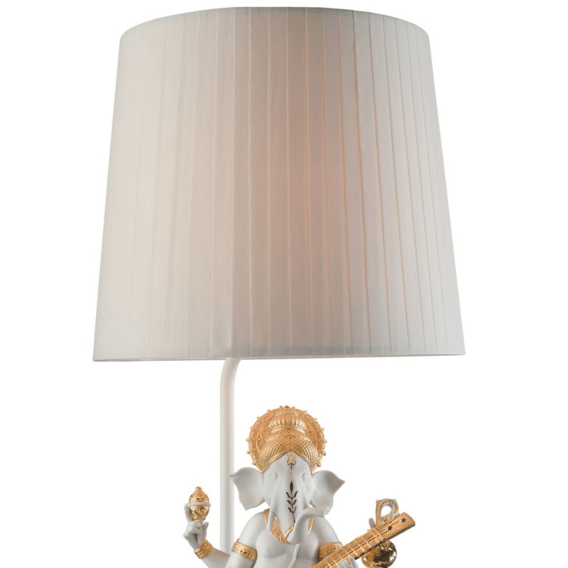 Lladro Lighting Default Veena Ganesha Table Lamp. Golden Lustre (CE)