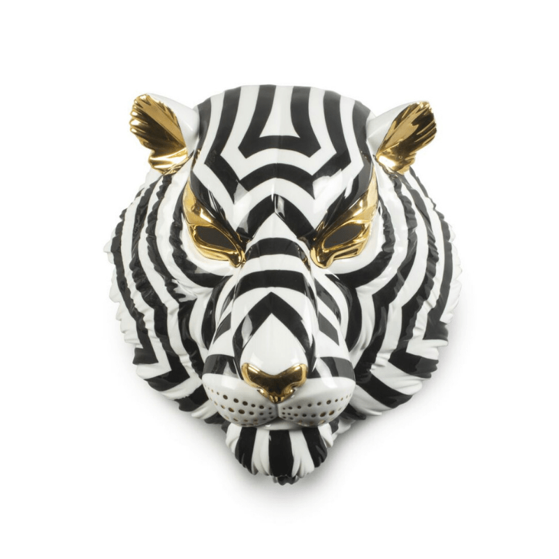 Lladro Home Accessories Default Tiger Mask. Black and Gold