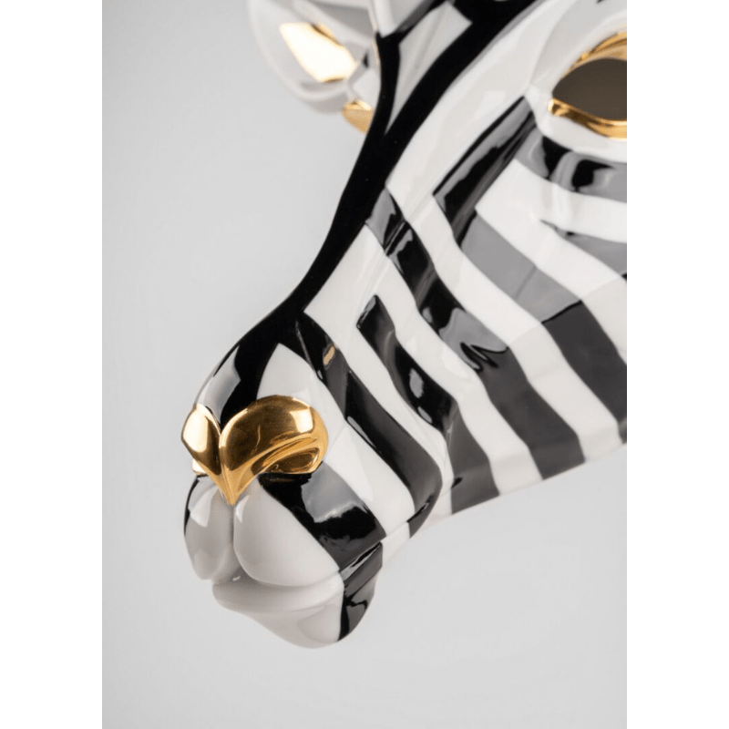 Lladro Inspiration Antelope Mask. Black and Gold