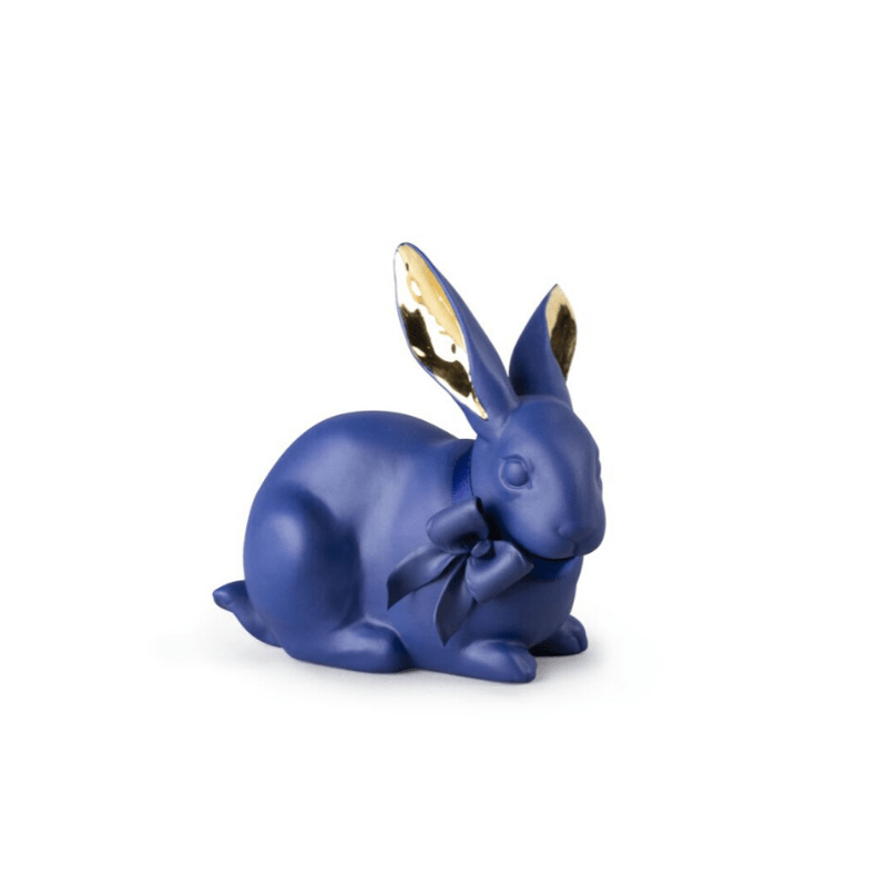 Lladro Inspiration Default Attentive Bunny. Blue-Gold