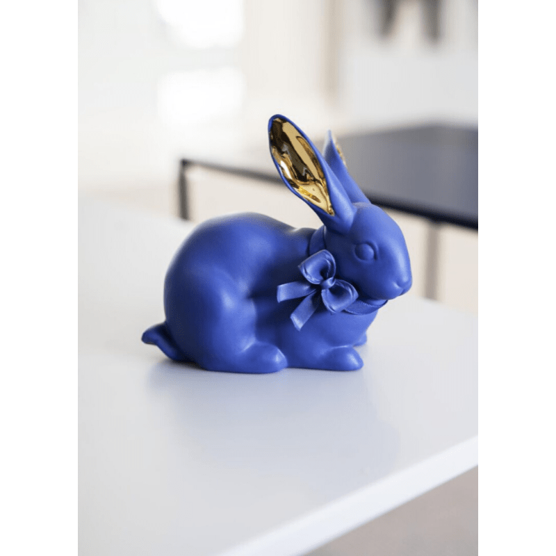Lladro Inspiration Default Attentive Bunny. Blue-Gold