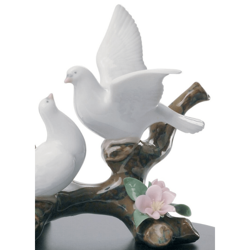 Lladro Inspiration Default Doves on a Cherry Tree Figurine
