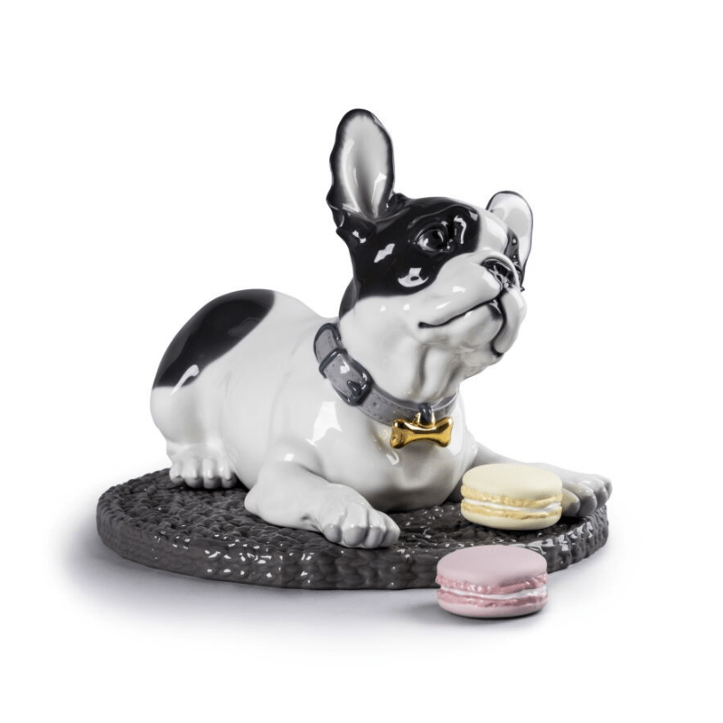 Lladro Inspiration Default French Bulldog with Macarons Dog Figurine