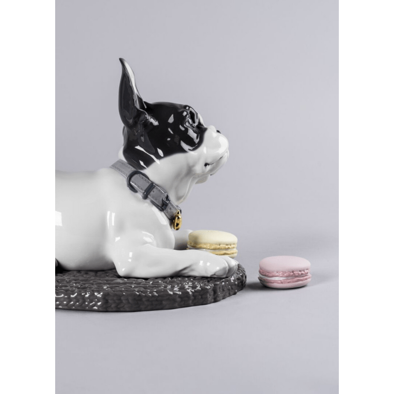 Lladro Inspiration Default French Bulldog with Macarons Dog Figurine