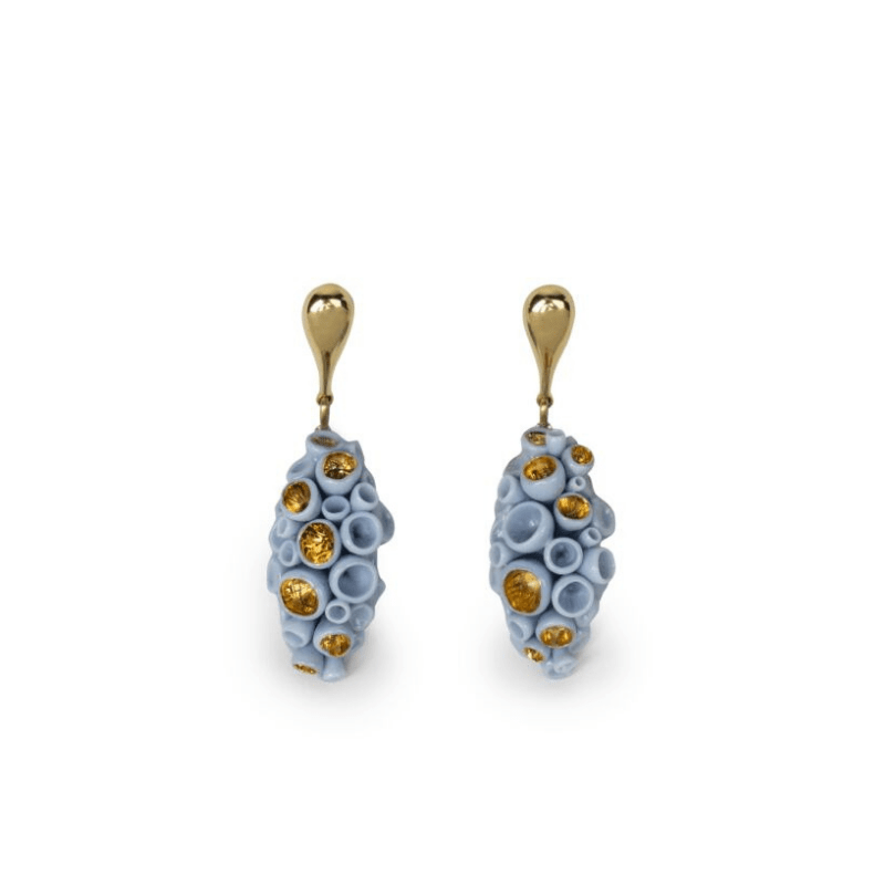 Lladro Inspiration Default Golden Blue Reef Long Earrings