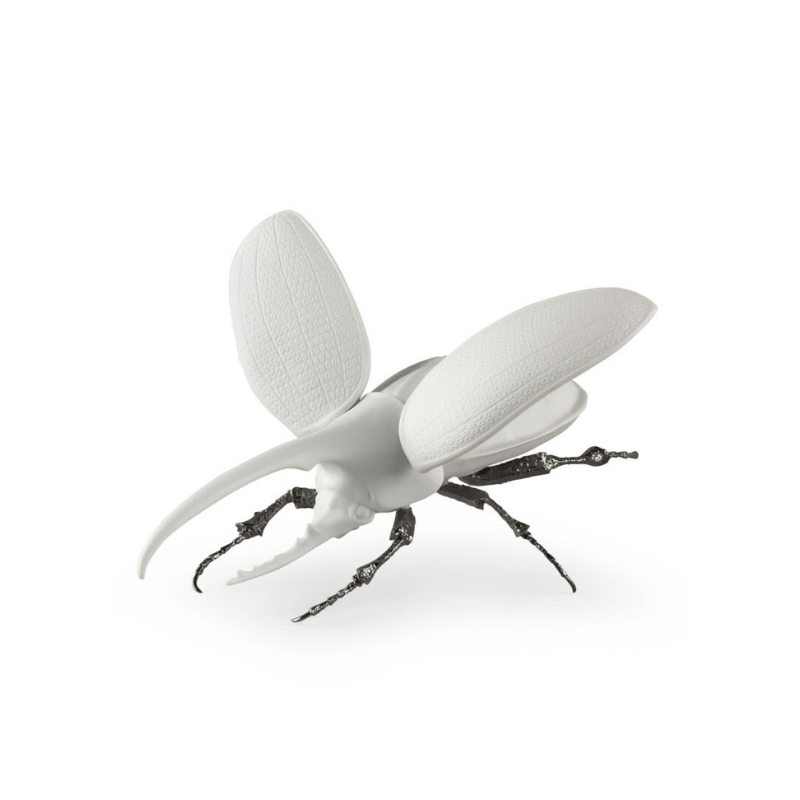 Lladro Inspiration Default Hercules Beetle Figurine. Matte White