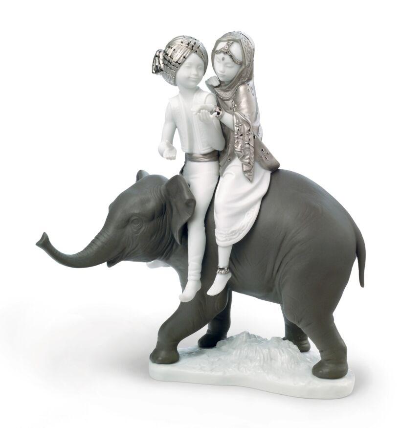 Lladro Inspiration Default Hindu Children Figurine. Silver Lustre