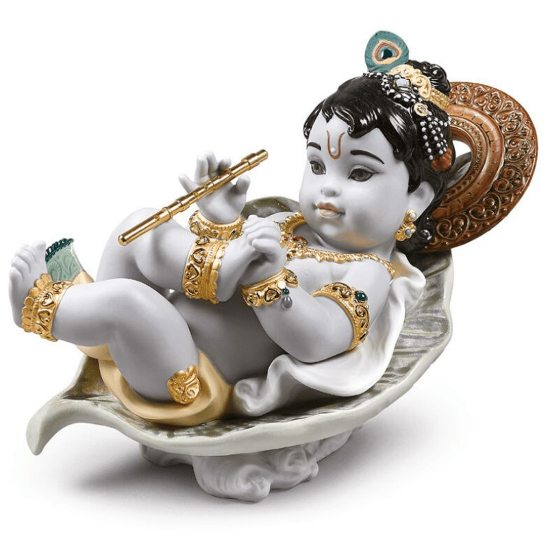 Lladro Inspiration Default Krishna on Leaf Figurine