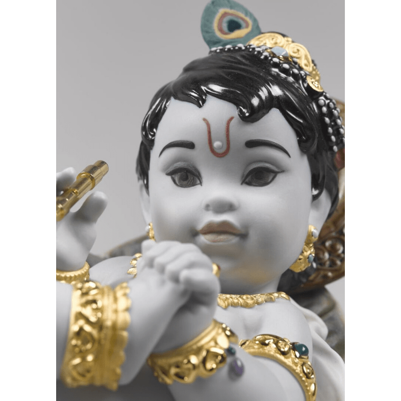Lladro Inspiration Default Krishna on Leaf Figurine