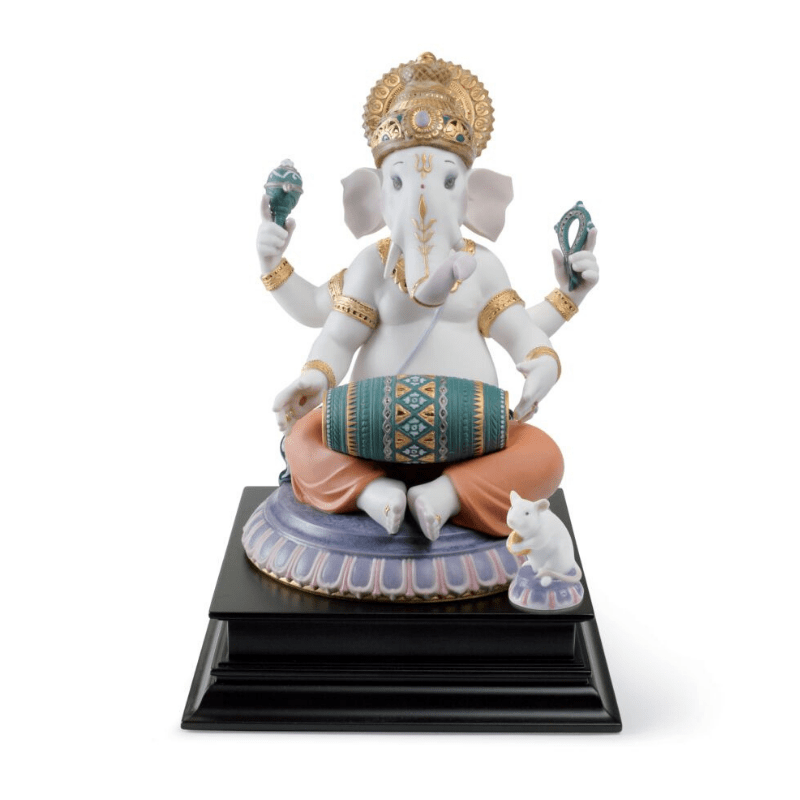 Lladro Inspiration Default Mridangam Ganesha Figurine. Limited Edition