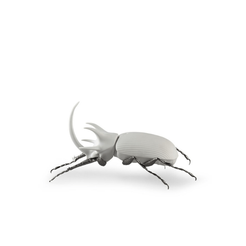 Lladro Inspiration Default Rhinoceros Beetle Figurine. Matte White