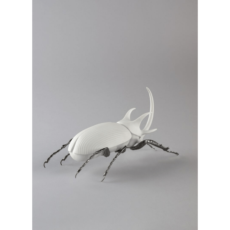 Lladro Inspiration Default Rhinoceros Beetle Figurine. Matte White