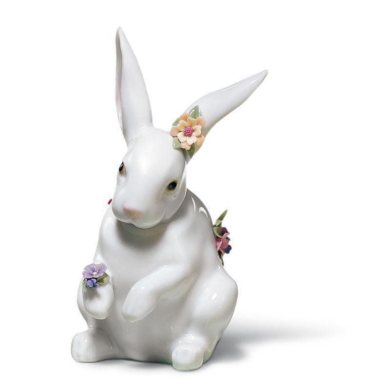 Lladro Inspiration Default Sitting Bunny With Flowers