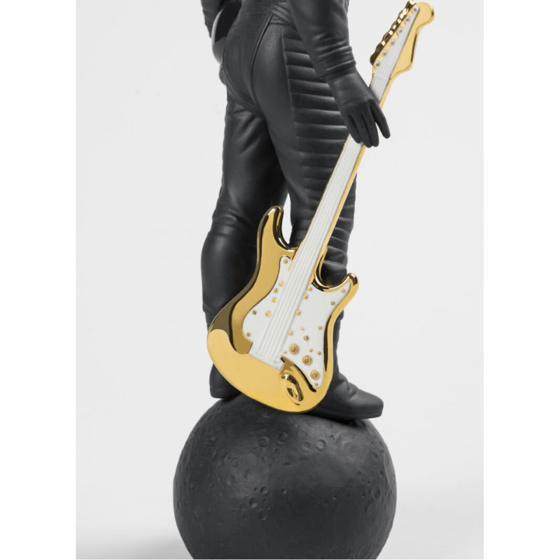 Lladro Inspiration Default Walking on the Moon Figurine. Black & Gold