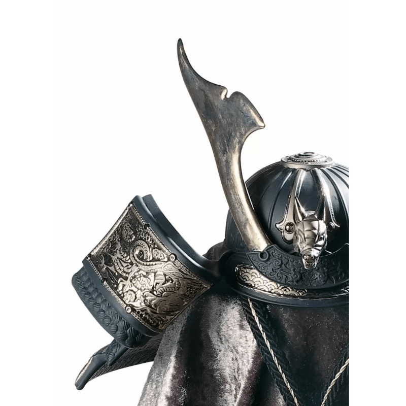 Lladro Inspiration Dragon Samurai Helmet. Silver Lustre