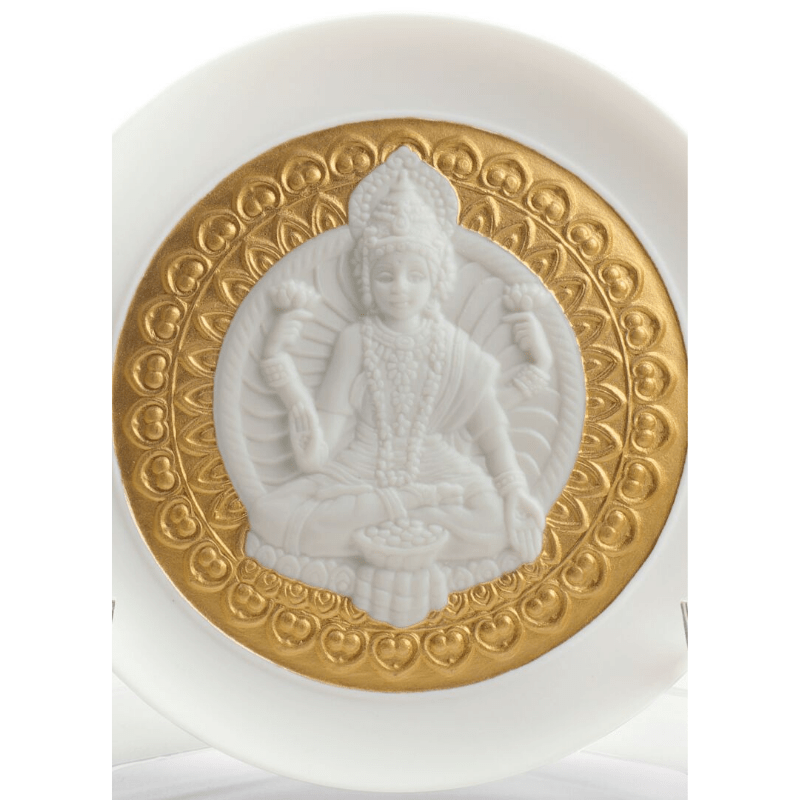 Lladro Inspiration Goddess Lakshmi Decorative Plate. Golden Lustre