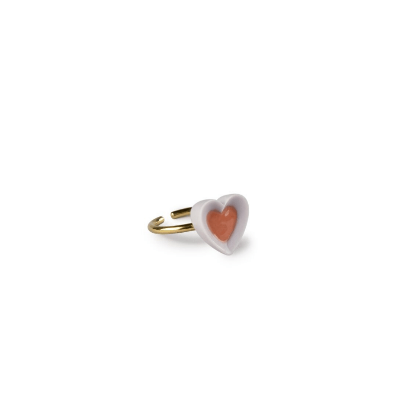 Lladro Inspiration Hearts Metal Ring. Violet and Red