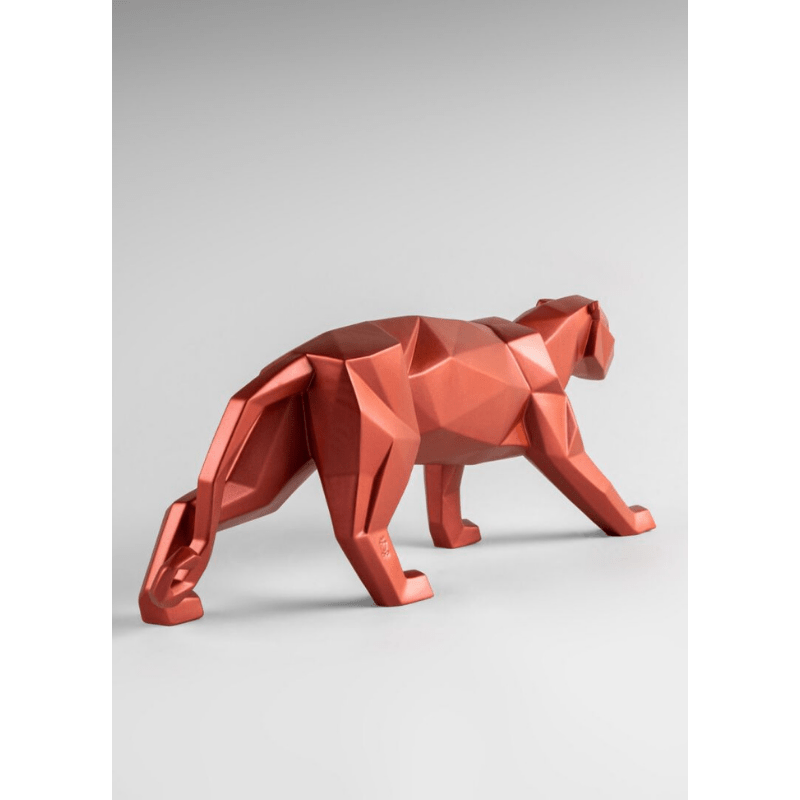 Lladro Inspiration Panther Figurine. Metallic Red