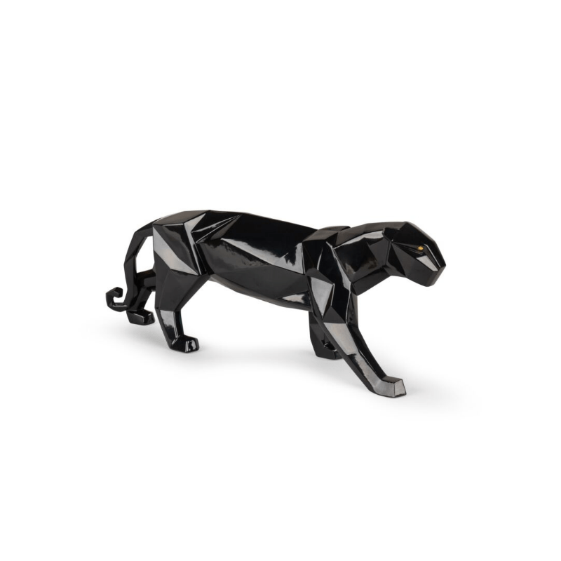Lladro Inspiration Panther. Glazed Black