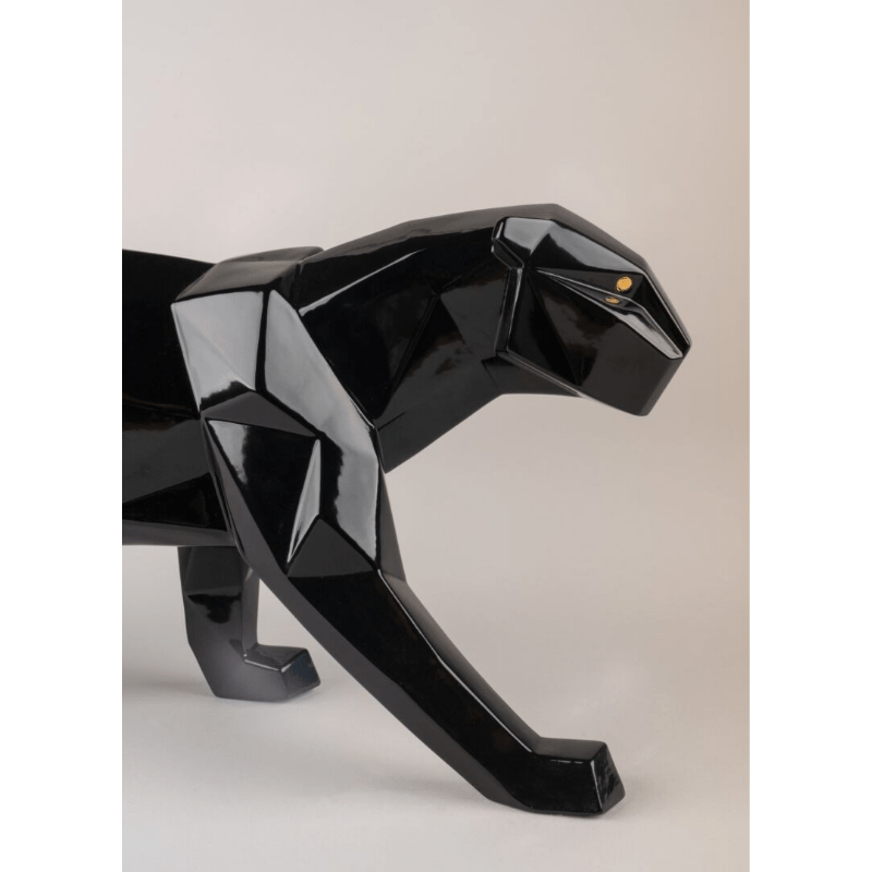 Lladro Inspiration Panther. Glazed Black