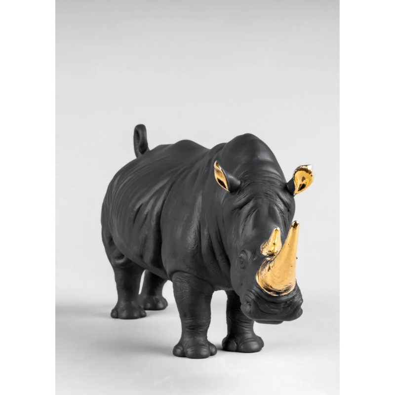 Lladro Inspiration Rhino Black Gold. Limited Edition