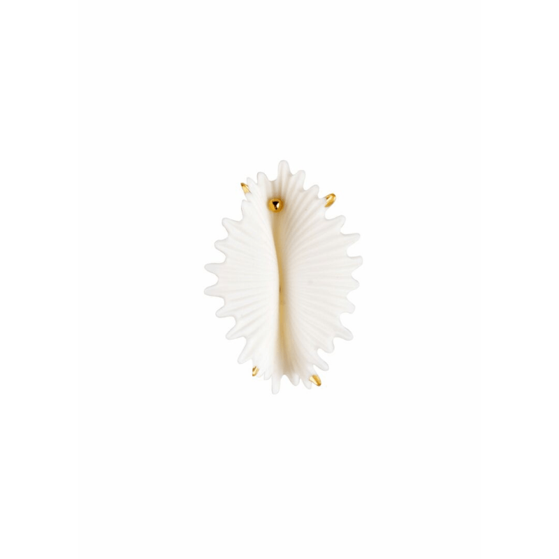 Lladro Jewellery Actinia Big Earrings. White and Golden Lustre