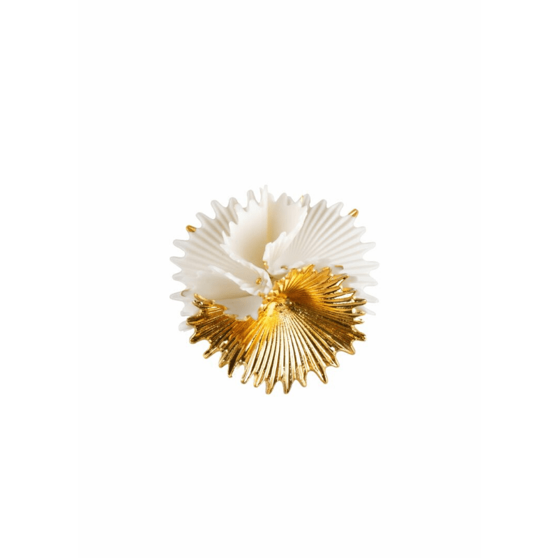Lladro Jewellery Actinia Brooch. White and Golden Lustre