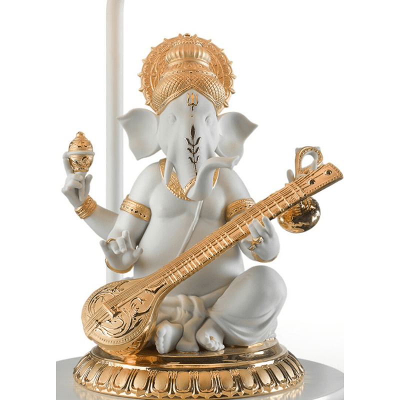 Lladro Lighting Default Veena Ganesha Table Lamp. Golden Lustre (CE)
